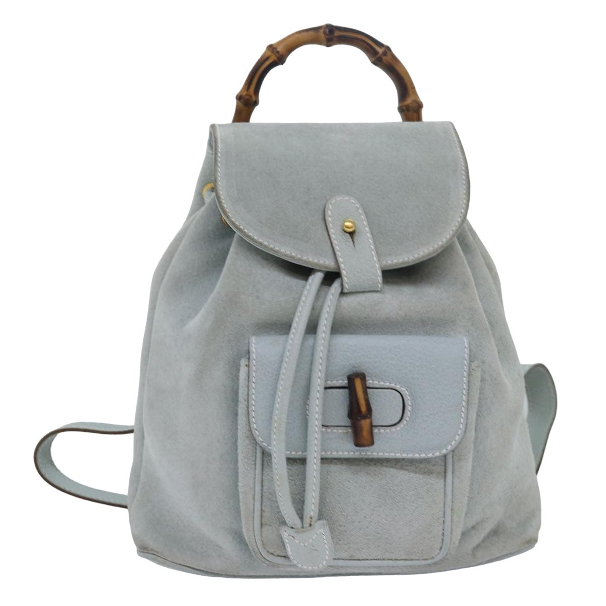 Gucci Bamboo Blue Suede Backpack Bag