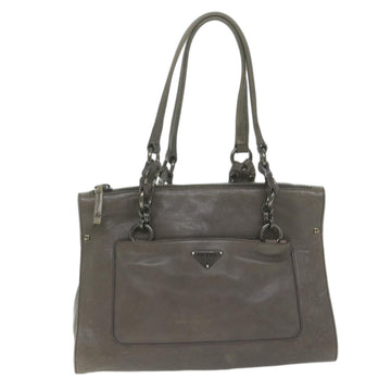 Prada Grey Leather Shoulder Bag