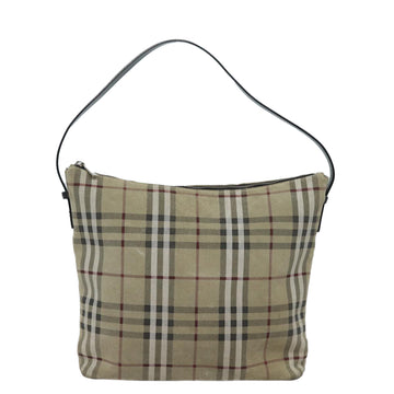 Burberry Nova Check Beige Suede Shoulder Bag