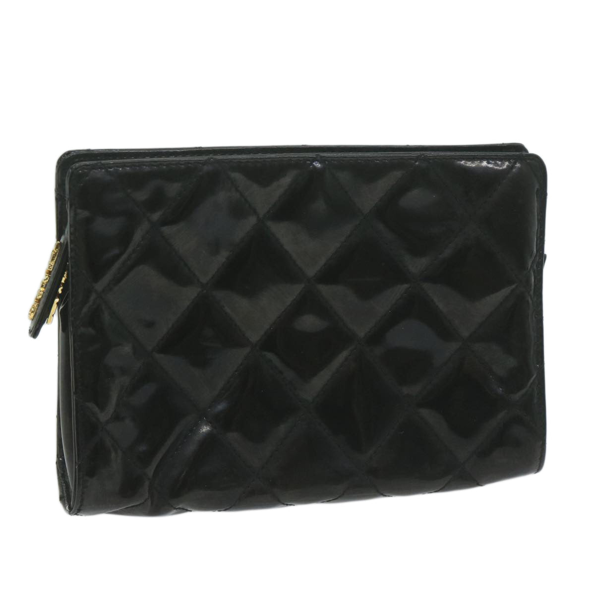 Chanel Black Patent Leather Clutch Bag