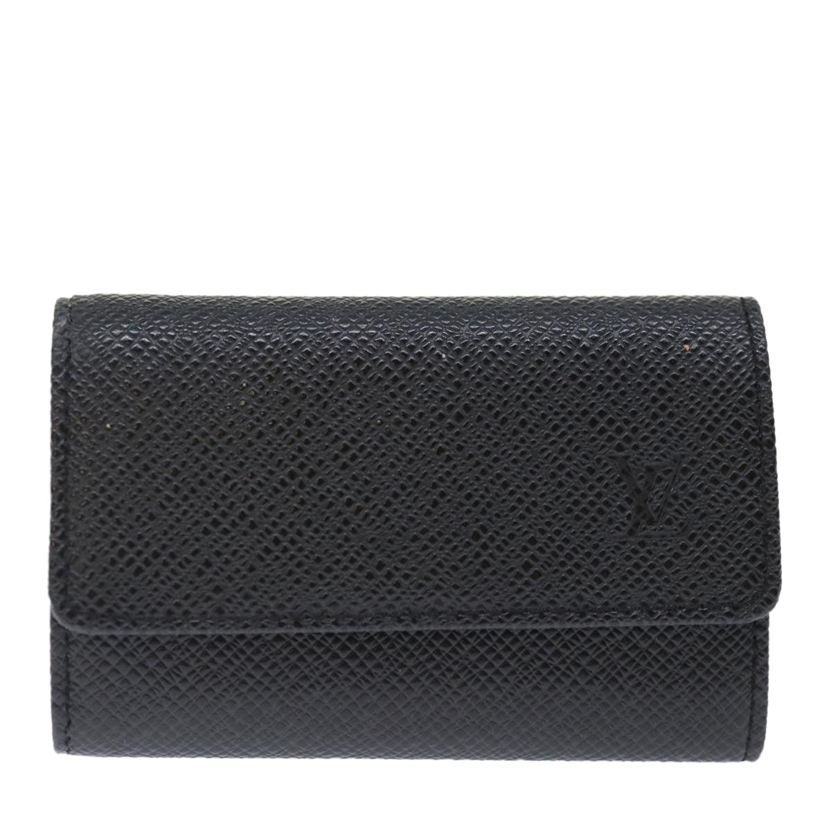 Louis Vuitton 6 key holder Black Leather Wallet 