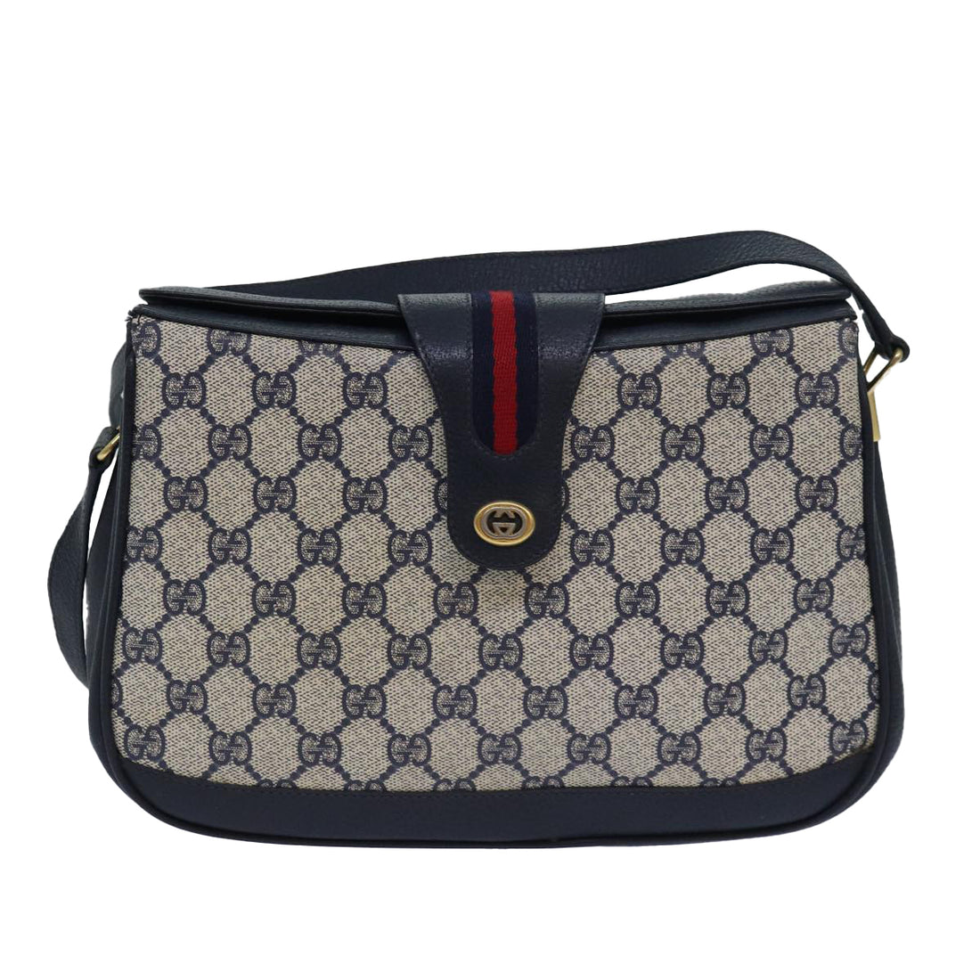 Gucci Sherry Navy Canvas Shoulder Bag