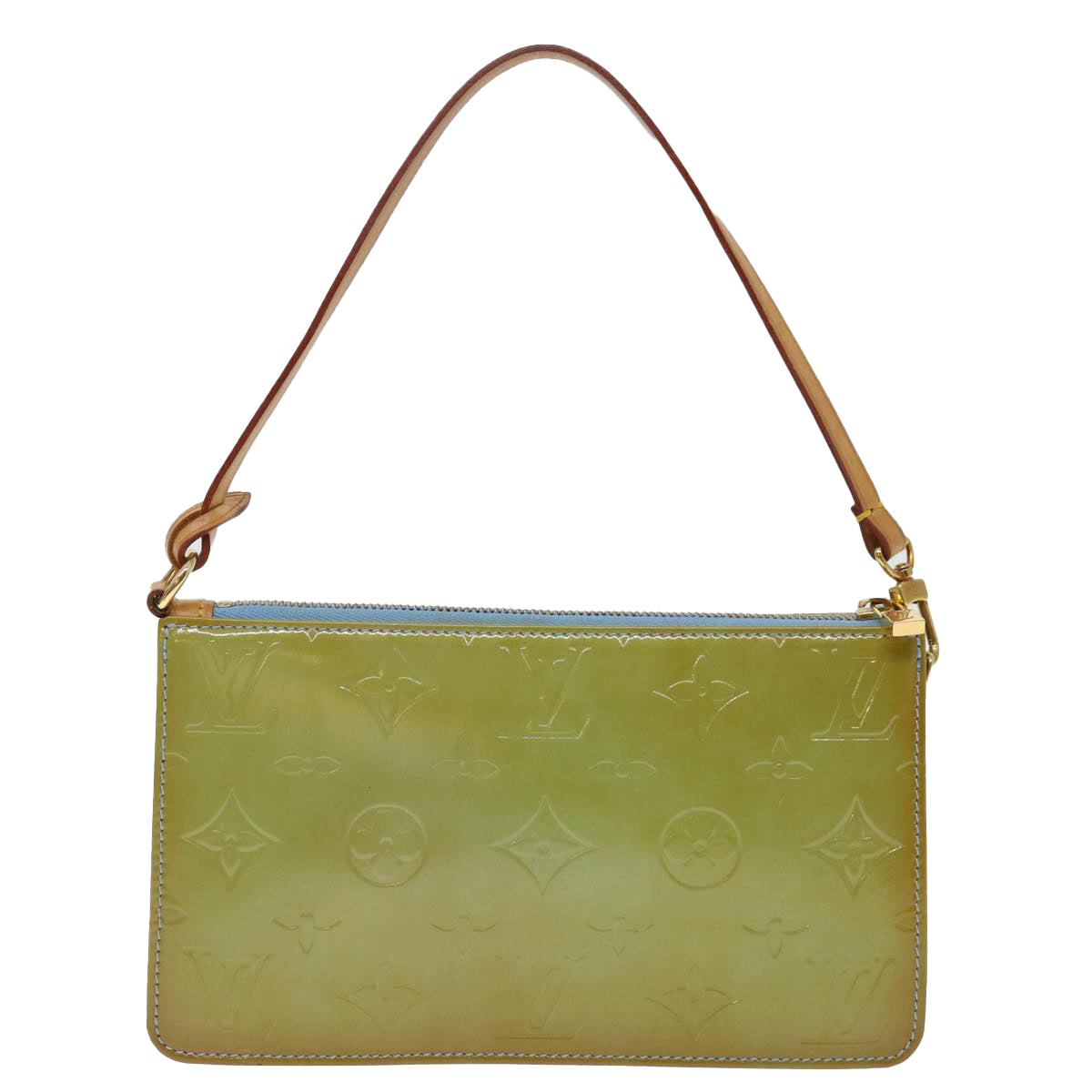 Louis Vuitton Pochette Accessoire Green Leather Clutch Bag