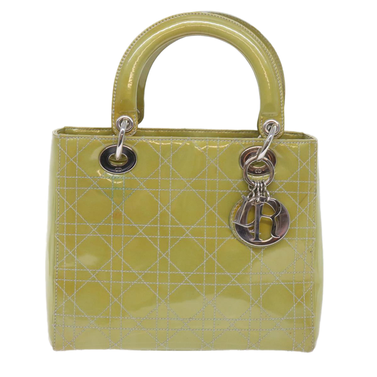 Dior Lady Dior Green Patent Leather Handbag 