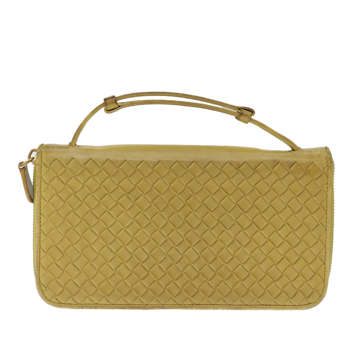 Bottega Veneta Intrecciato Yellow Leather Wallet 