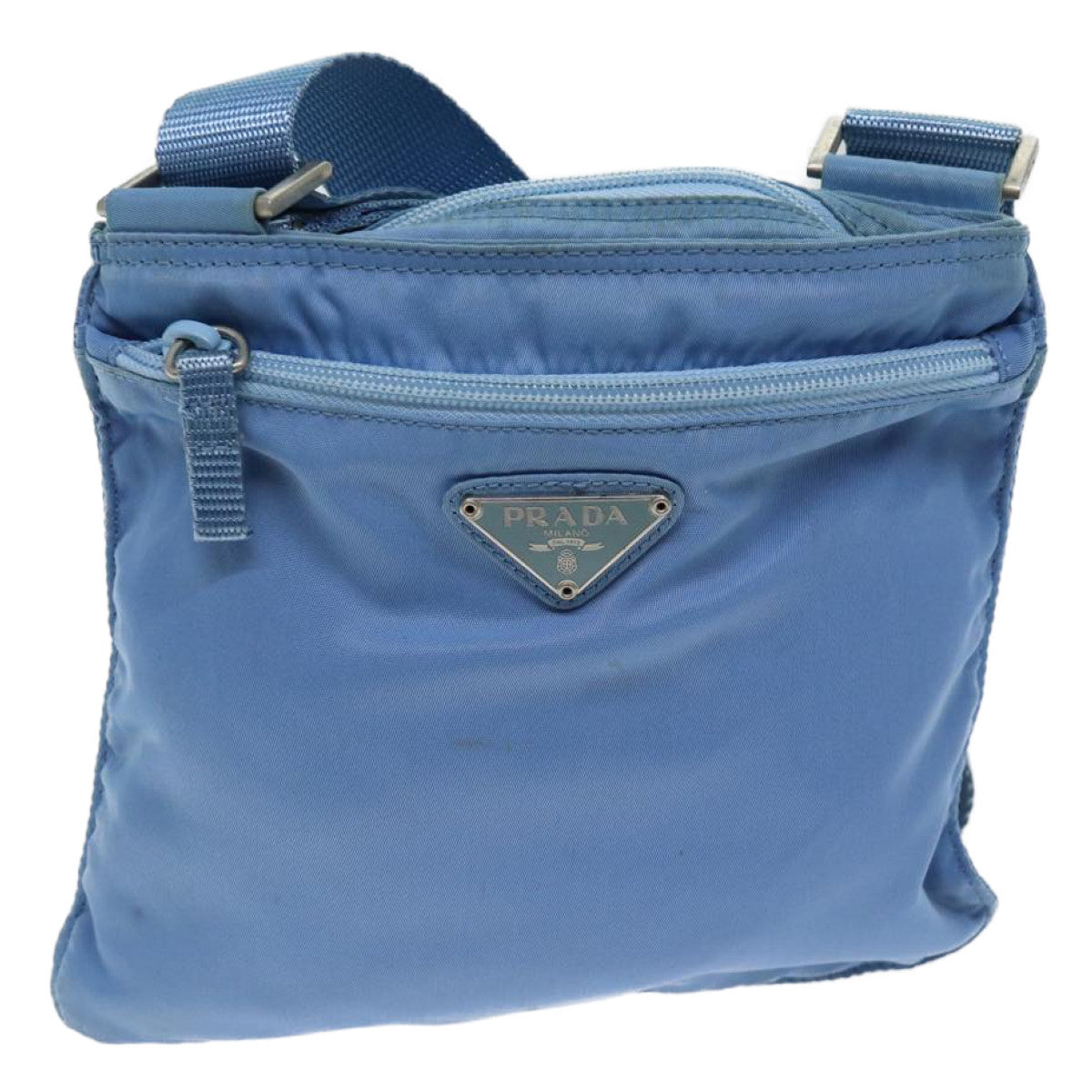 Prada Blue Cotton Shoulder Bag