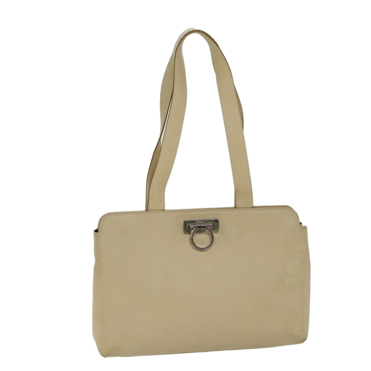 Salvatore Ferragamo Gancio Beige Leather Shoulder Bag