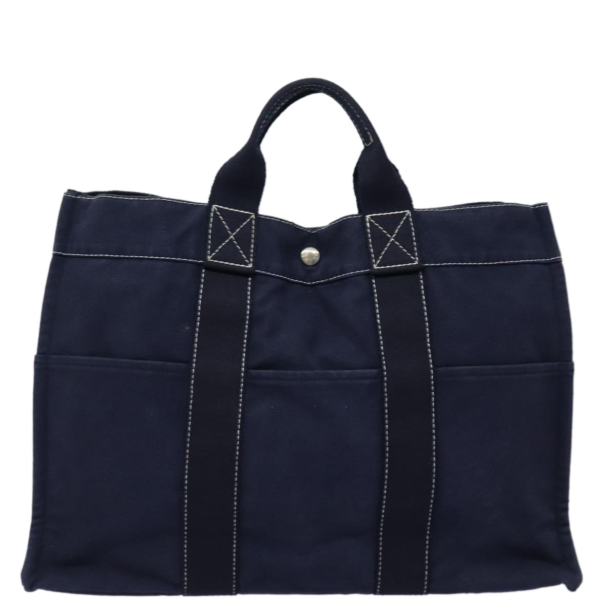 Hermès Herline Navy Canvas Handbag 