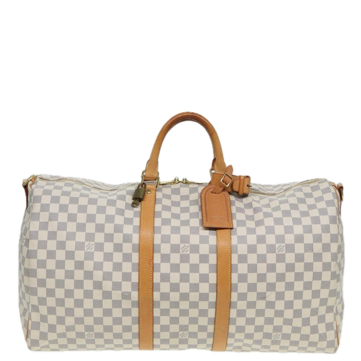 Louis Vuitton Keepall Bandouliere 55 White Canvas Travel Bag