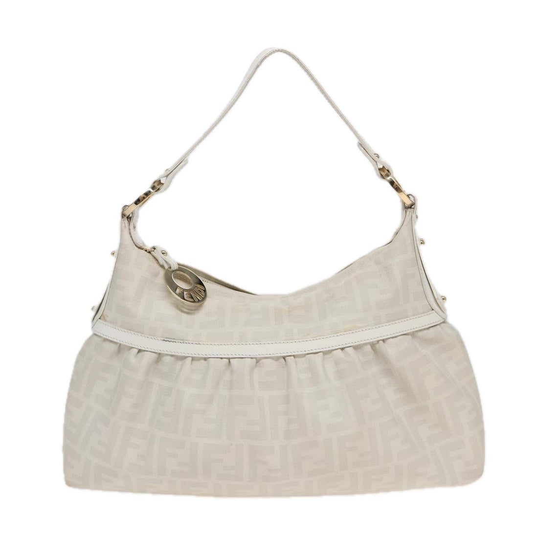 Fendi Zucca White Canvas Shoulder Bag