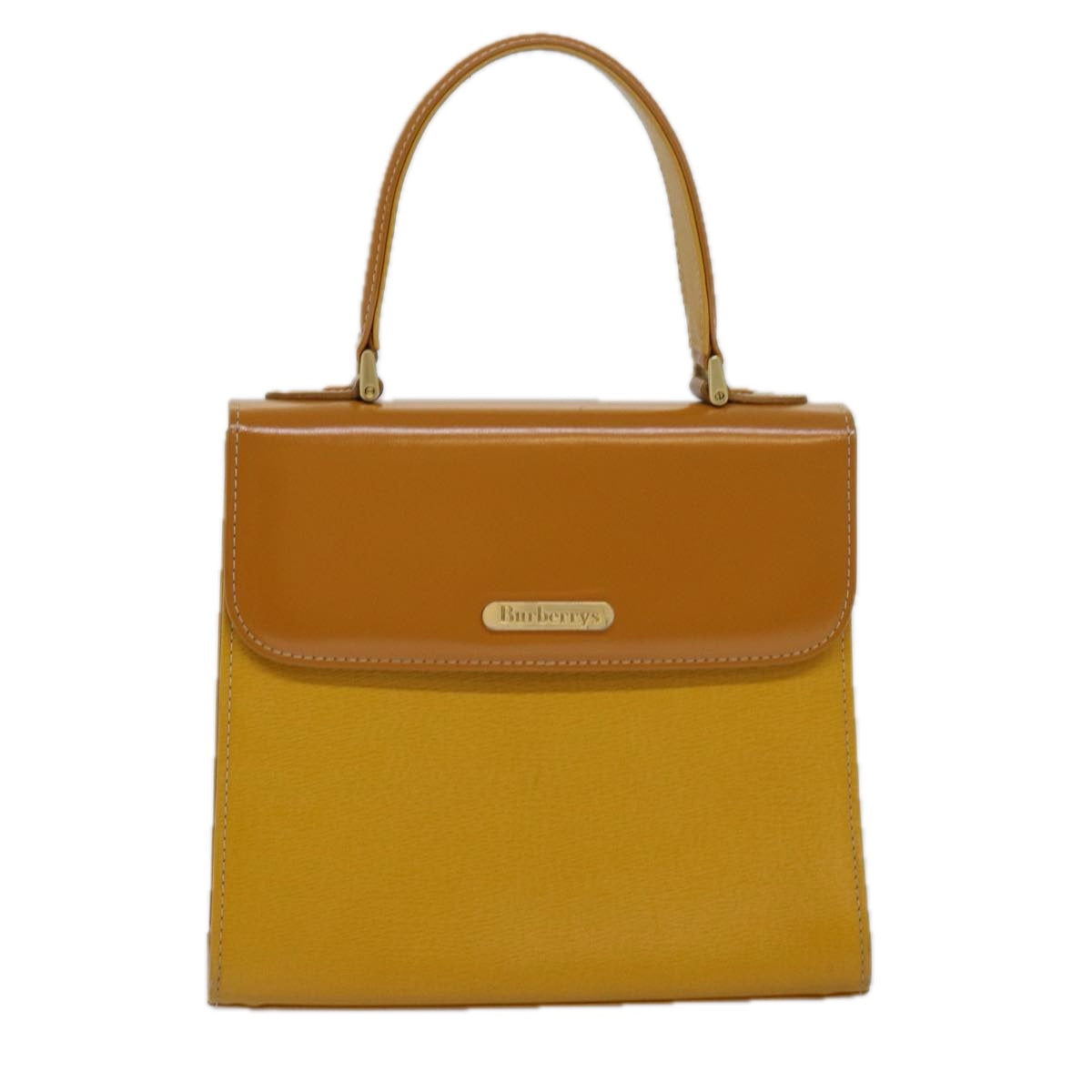 Burberry Nova Check Yellow Leather Handbag 