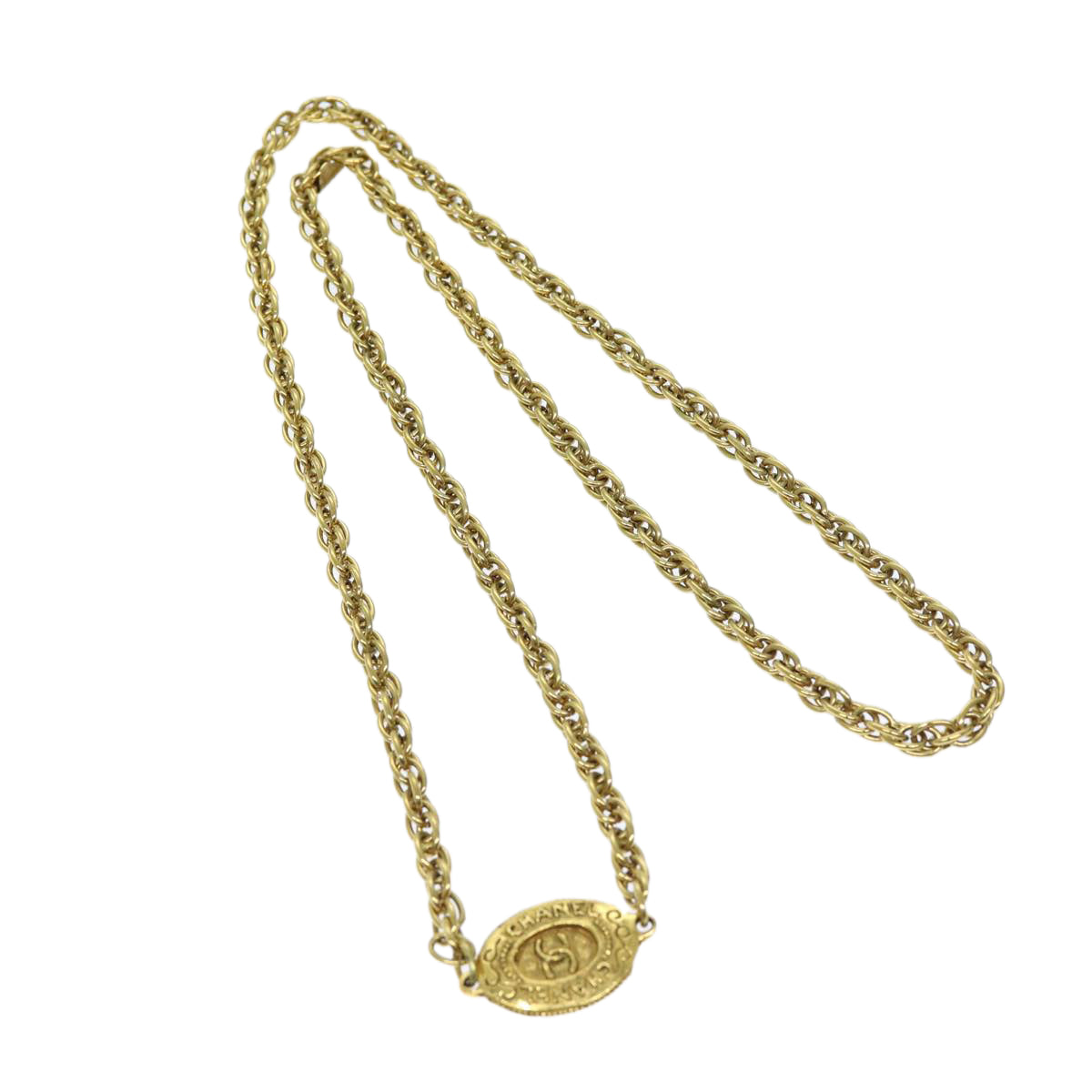 Chanel Coco Mark Gold Metal Necklace 