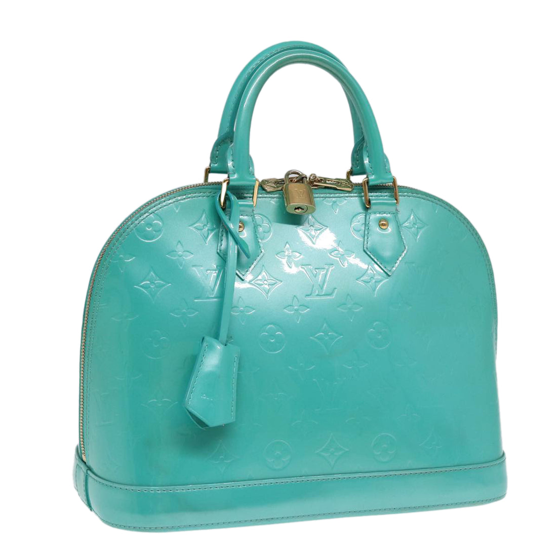 Louis Vuitton Alma Blue Patent Leather Handbag 