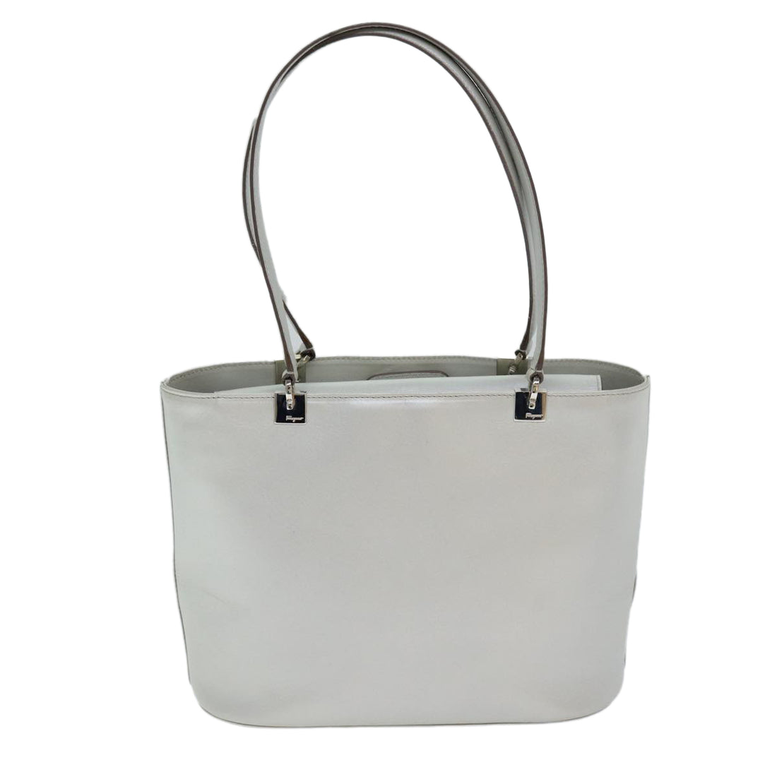 Salvatore Ferragamo White Leather Tote Bag