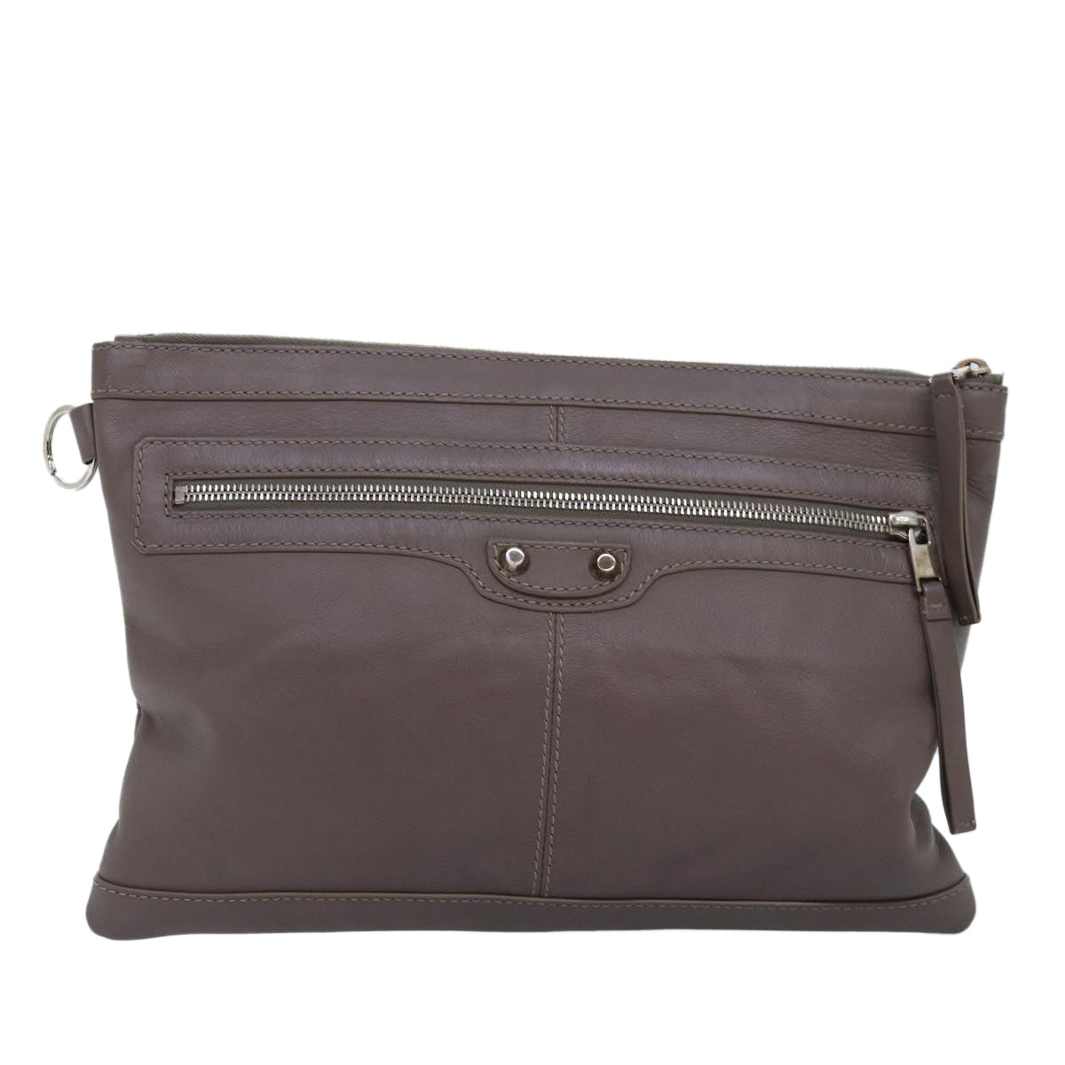 Balenciaga Clip Brown Leather Clutch Bag