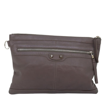 Balenciaga Clip Brown Leather Clutch Bag