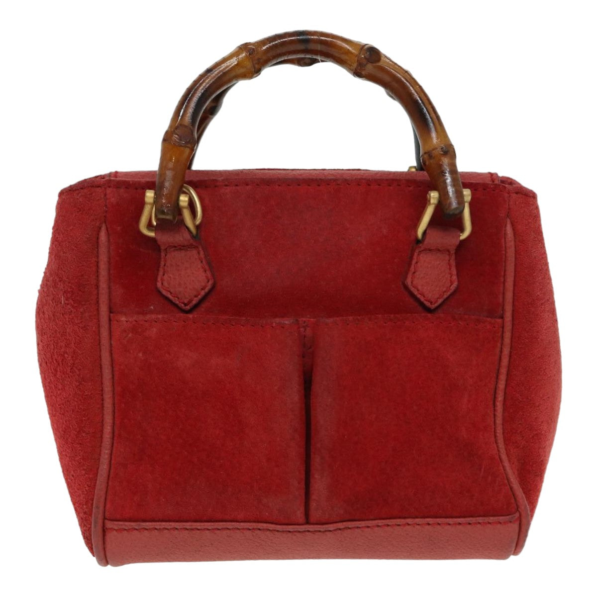 Gucci Bamboo Red Suede Shoulder Bag