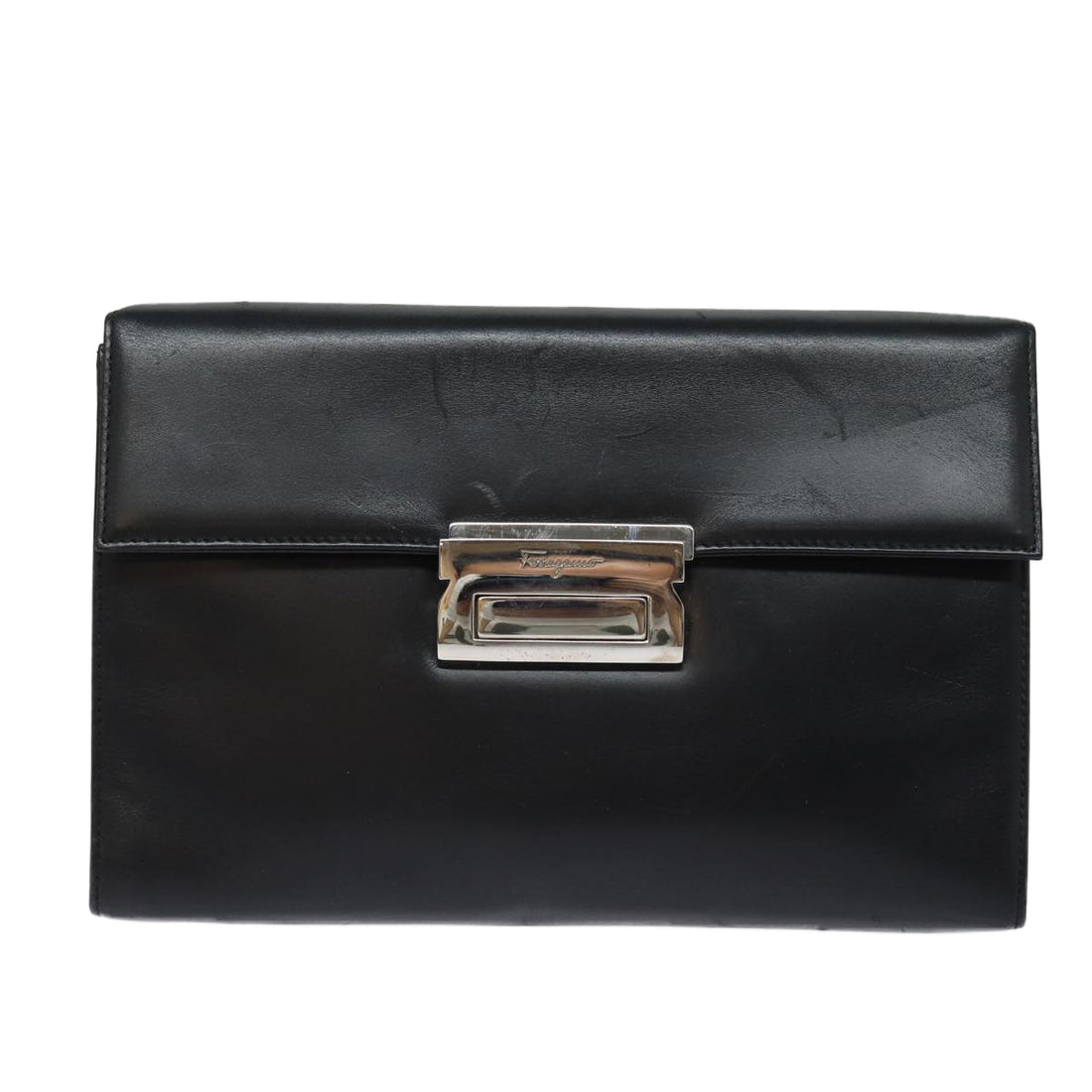 Salvatore Ferragamo Black Leather Clutch Bag