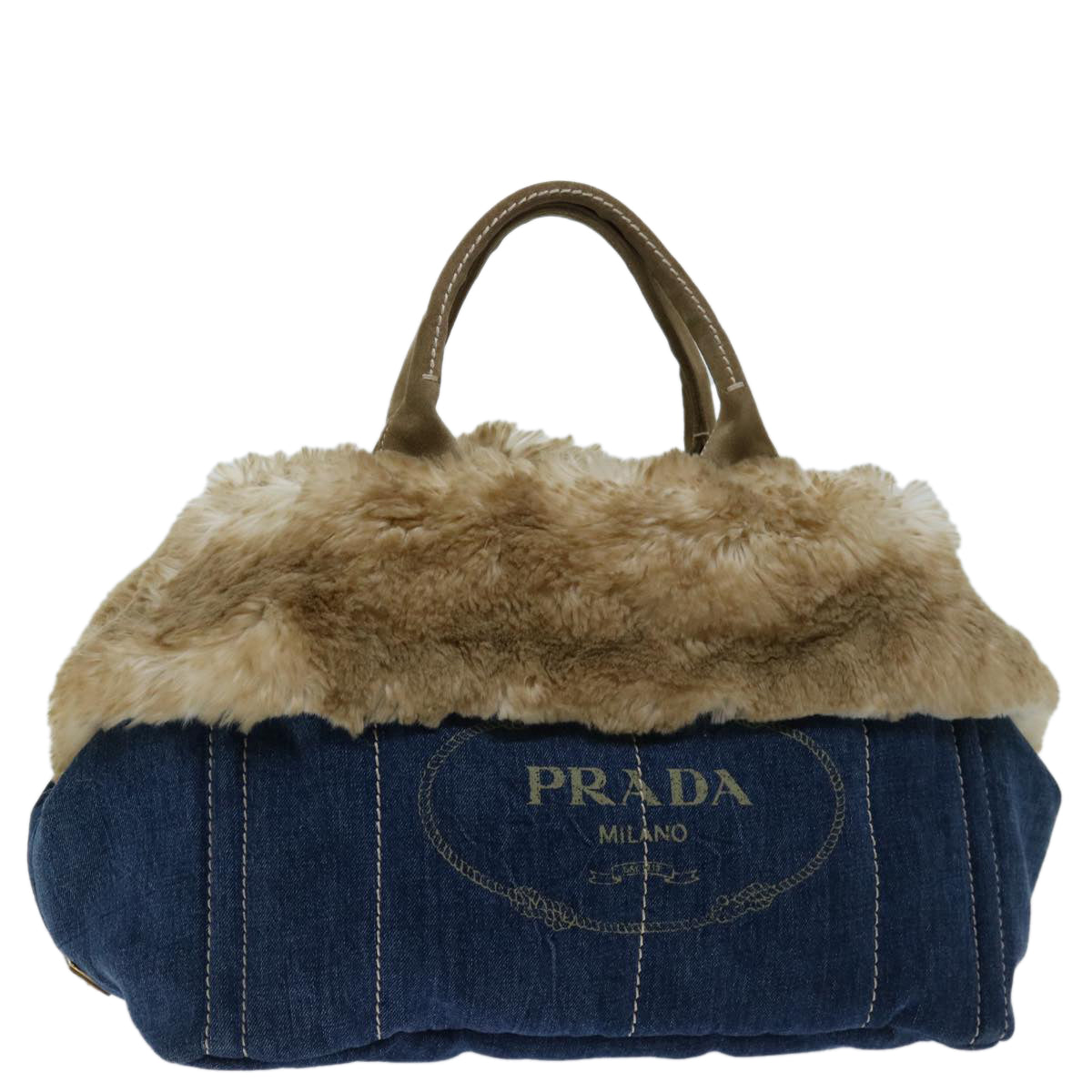 Prada Blue Canvas Handbag 