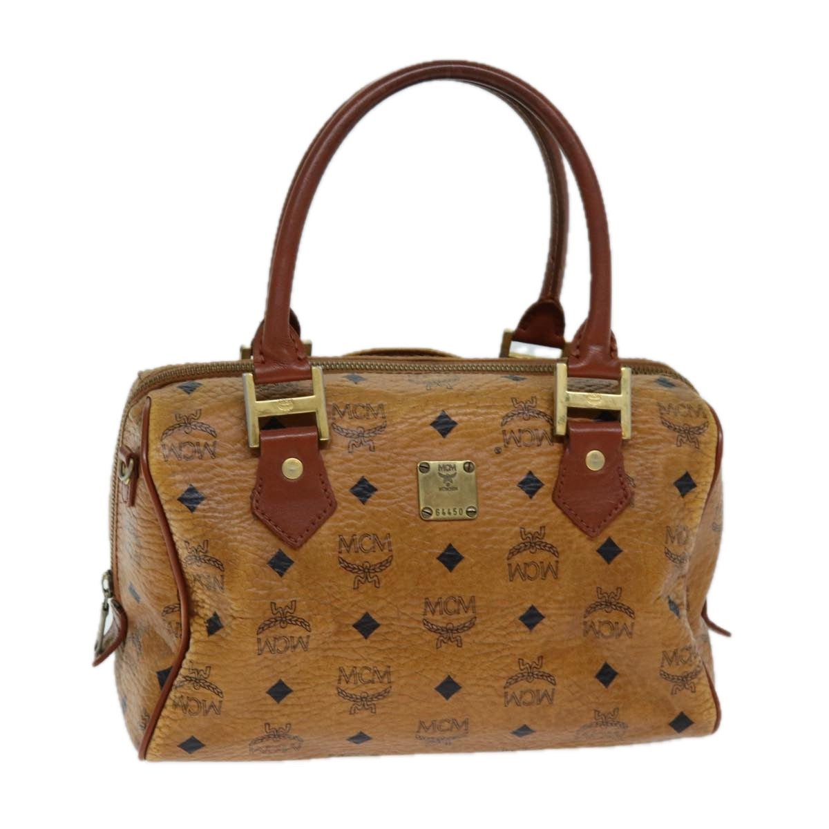 MCM Boston Brown Canvas Handbag 