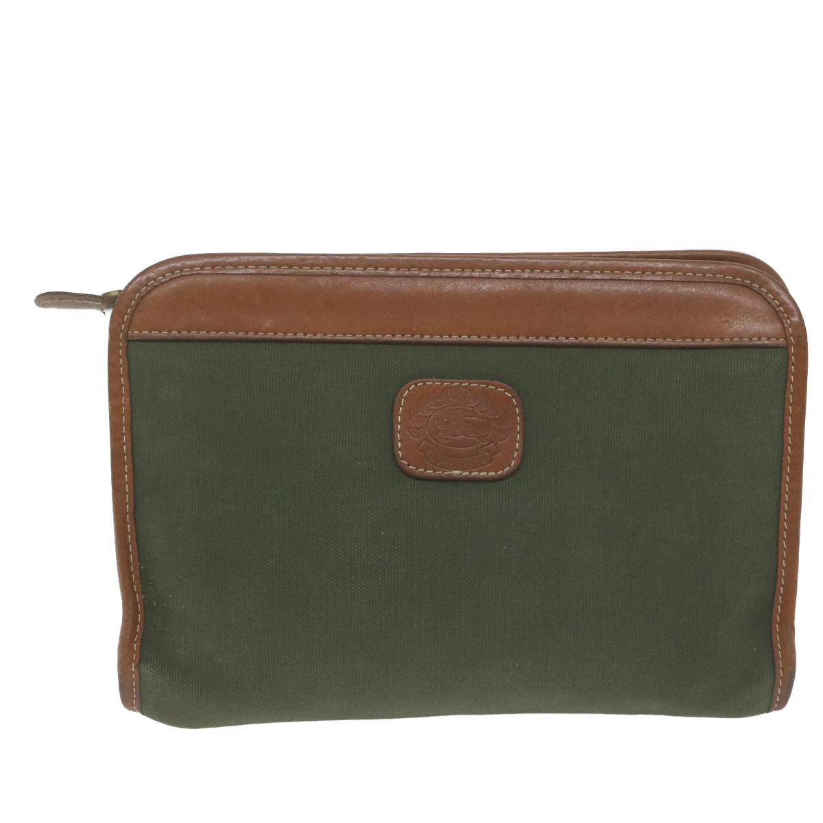 Burberry Khaki Canvas Clutch Bag