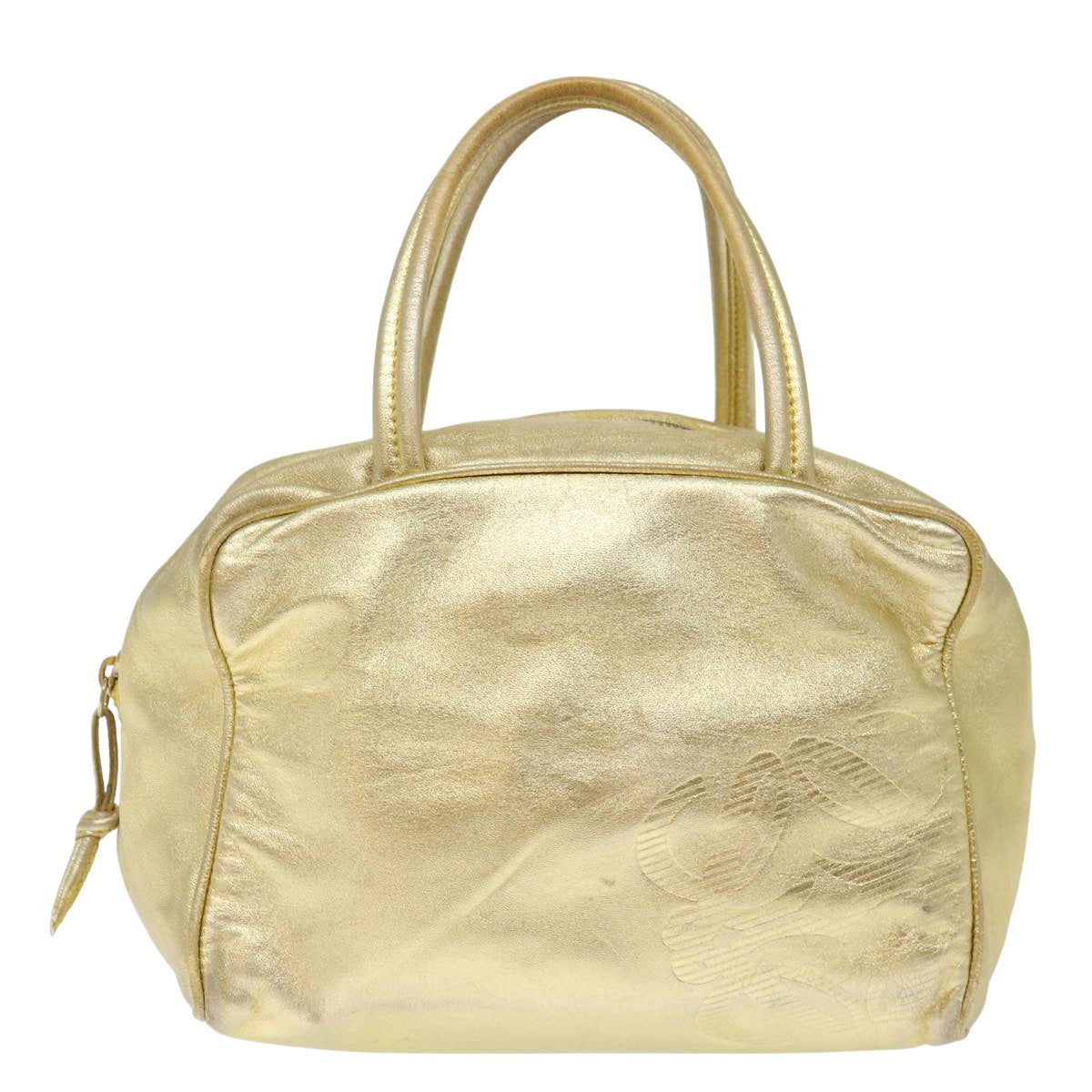 Loewe Anagram Gold Leather Handbag 