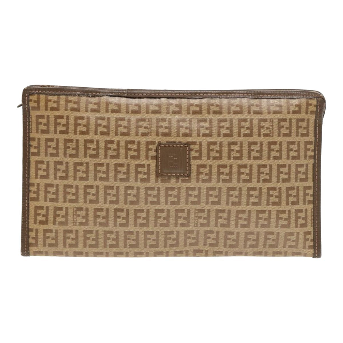 Fendi Zucchino Beige Canvas Clutch Bag