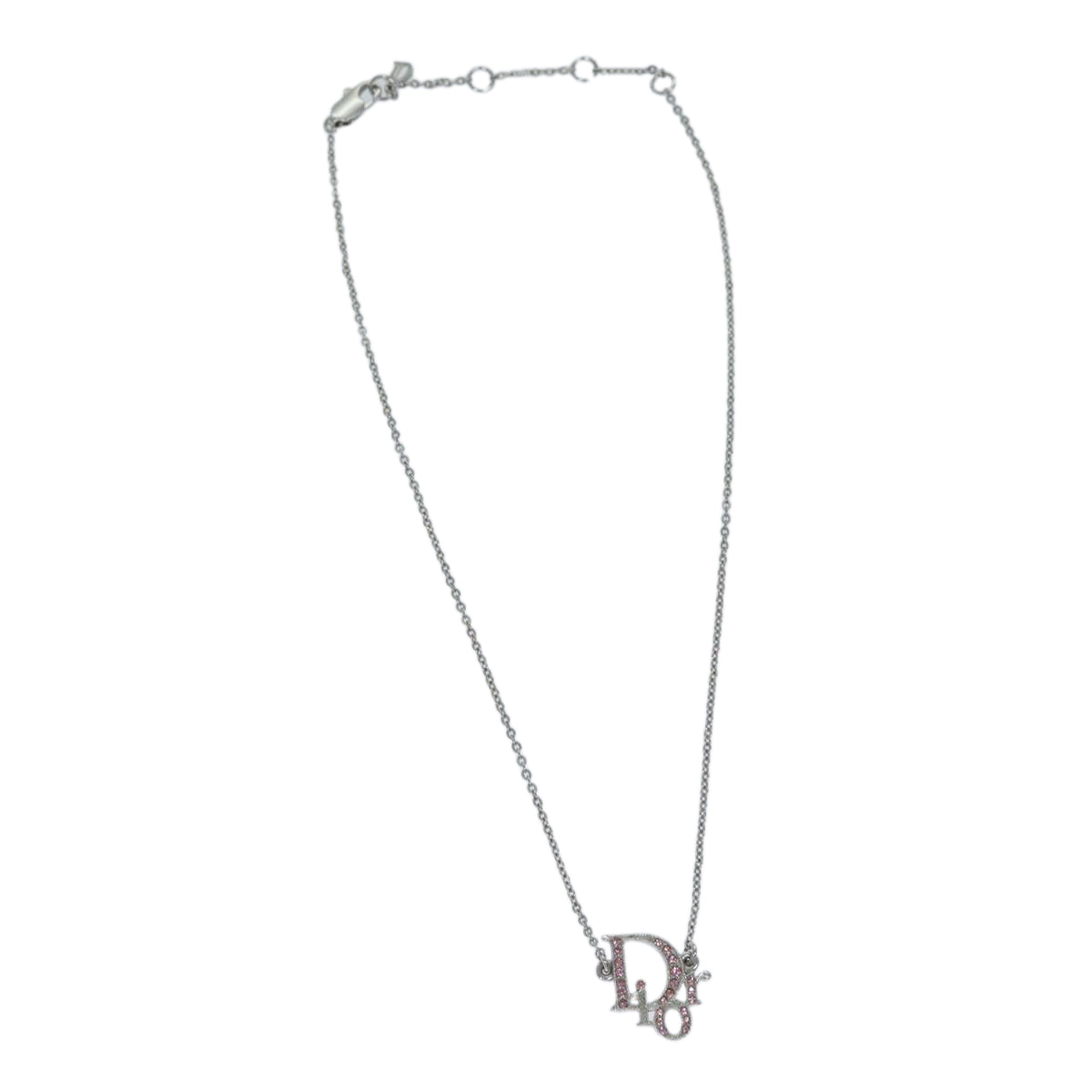 Dior Diamond Necklace Silver Metal Necklace 