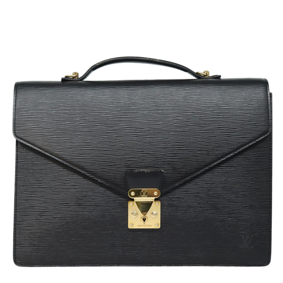 Louis Vuitton Porte Documents Black Leather Briefcase Bag