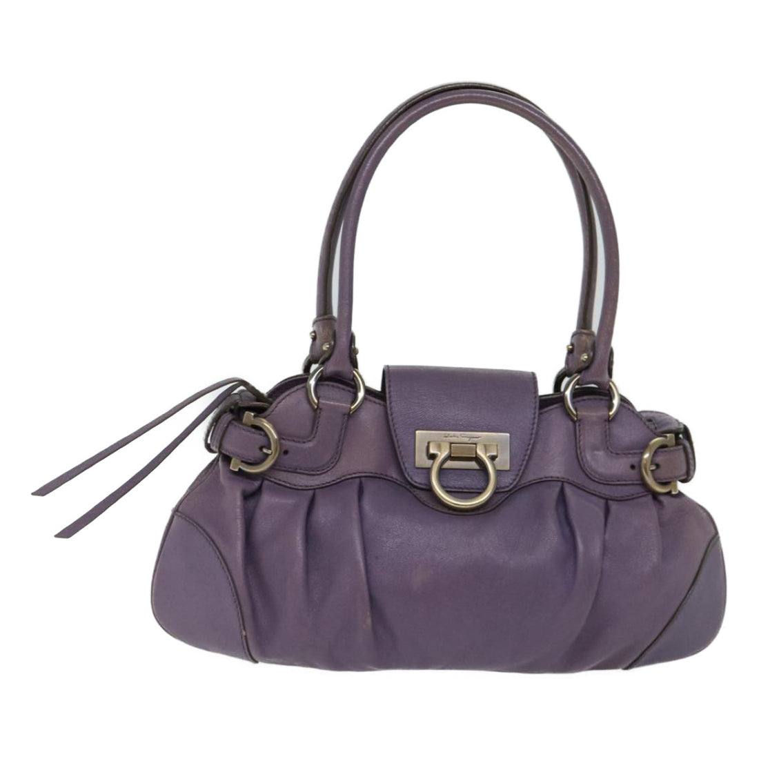 Salvatore Ferragamo Gancini Purple Leather Handbag 