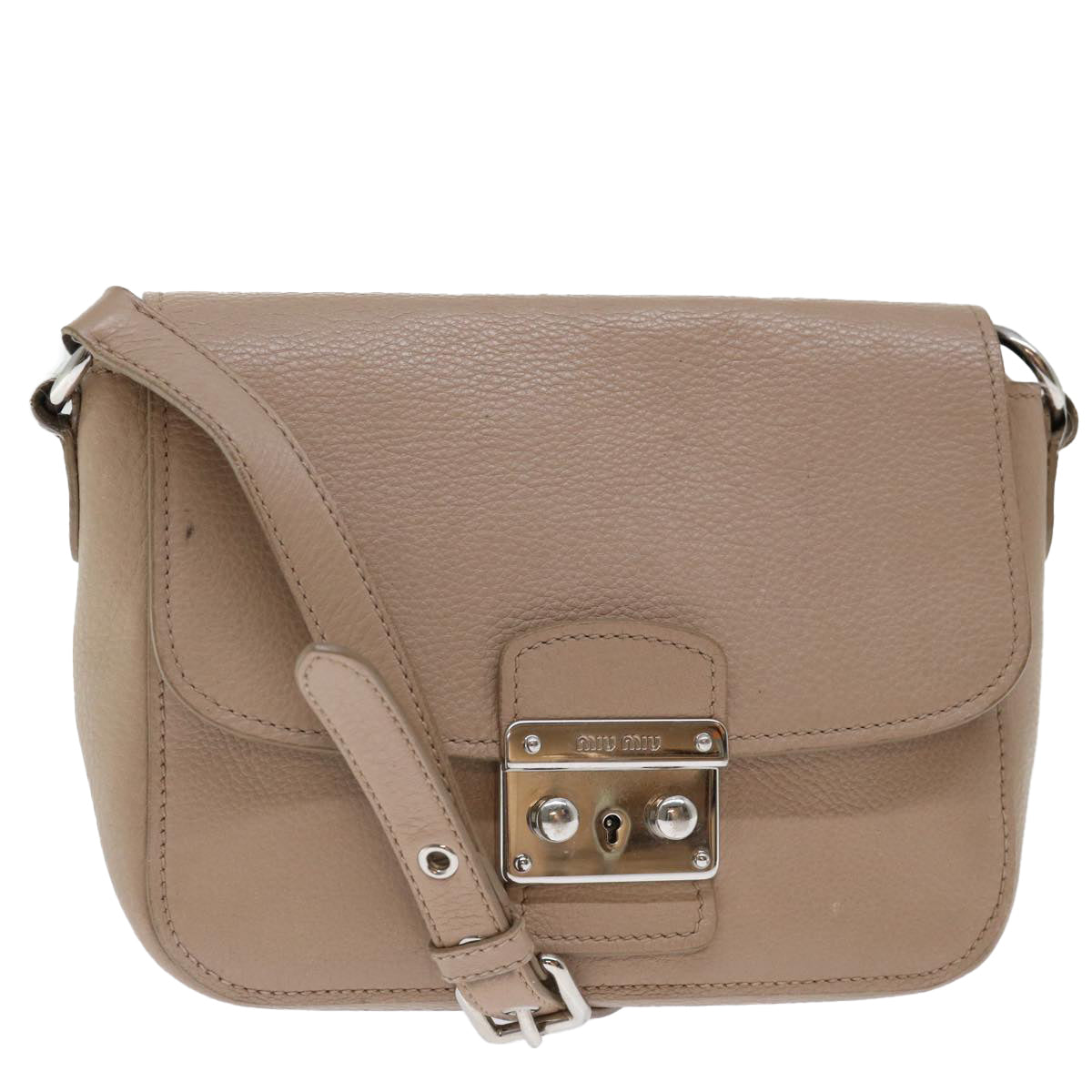 Miu Miu Vitello Beige Leather Shoulder Bag