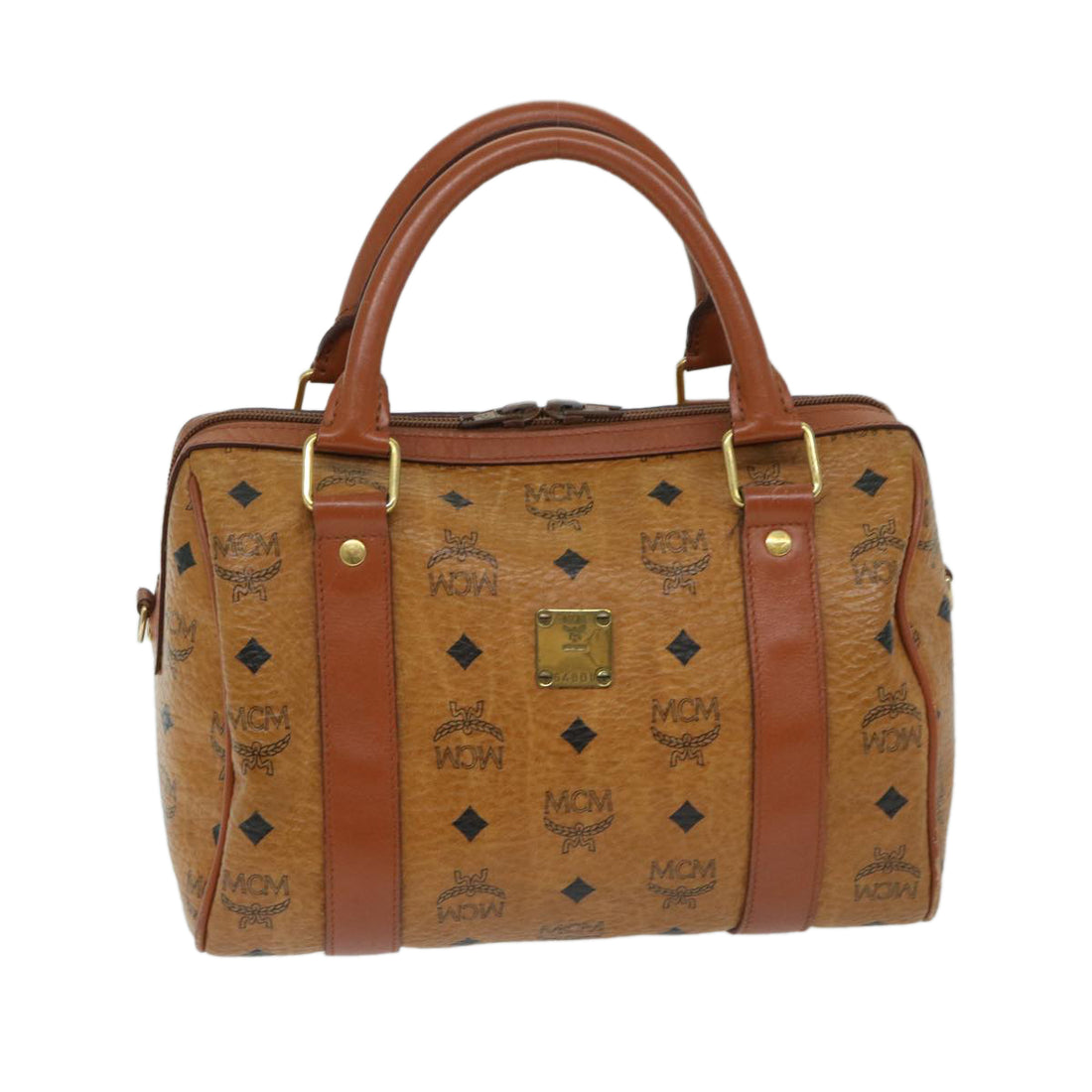 MCM Visetos Brown Leather Travel Bag