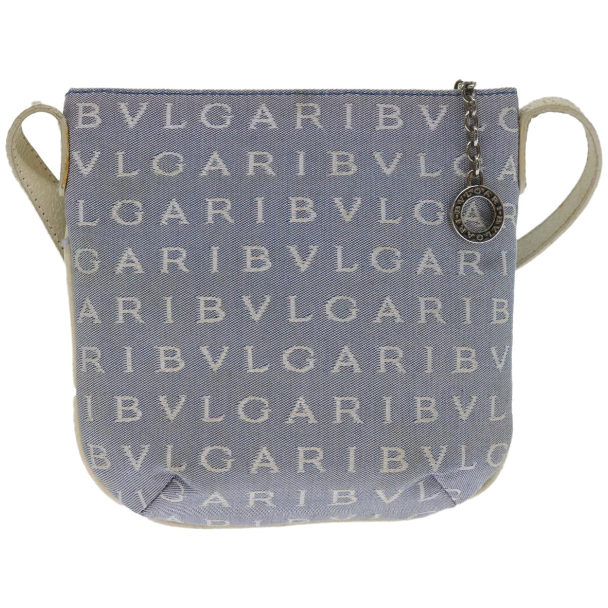 Bulgari Logo Blue Canvas Shoulder Bag