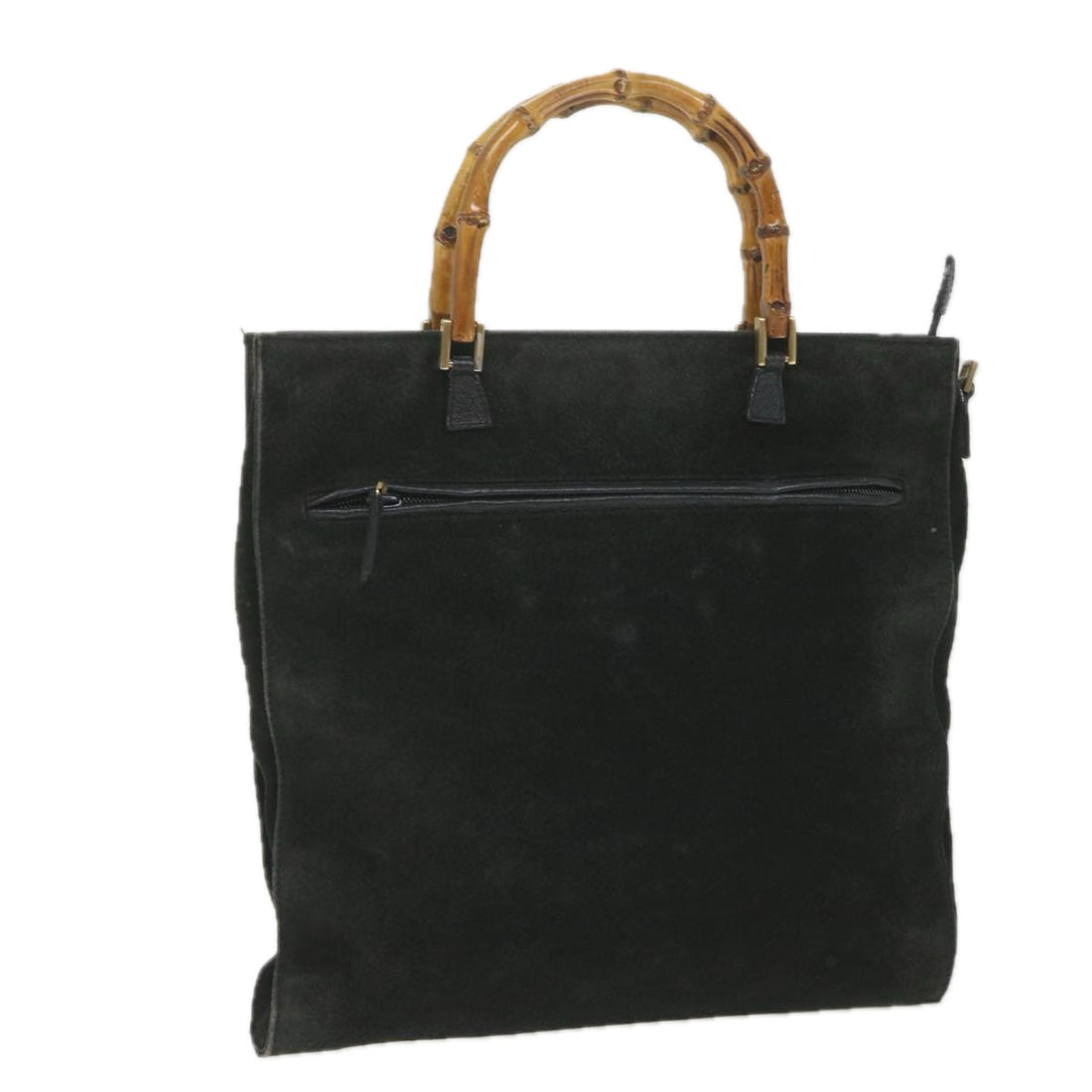 Gucci Bamboo Black Suede Tote Bag