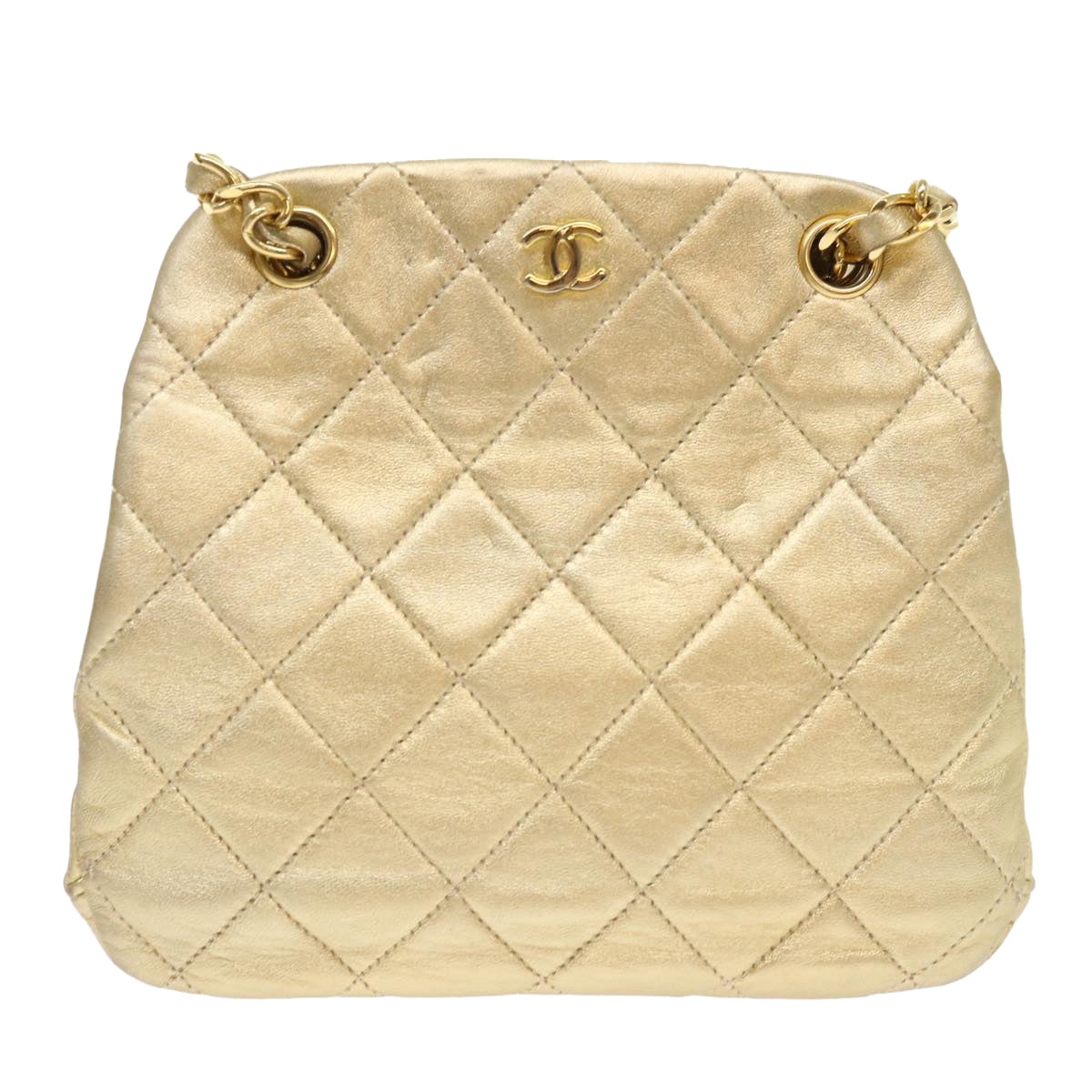 Chanel Matelassé Gold Leather Shoulder Bag