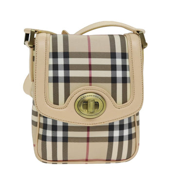 Burberry Nova Check Burgundy Canvas Shoulder Bag