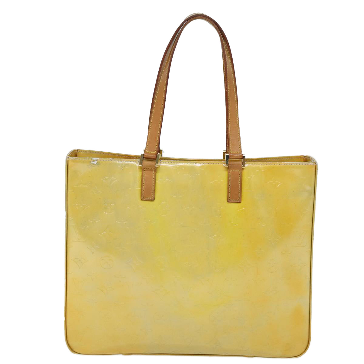 Louis Vuitton Columbus Yellow Patent Leather Tote Bag