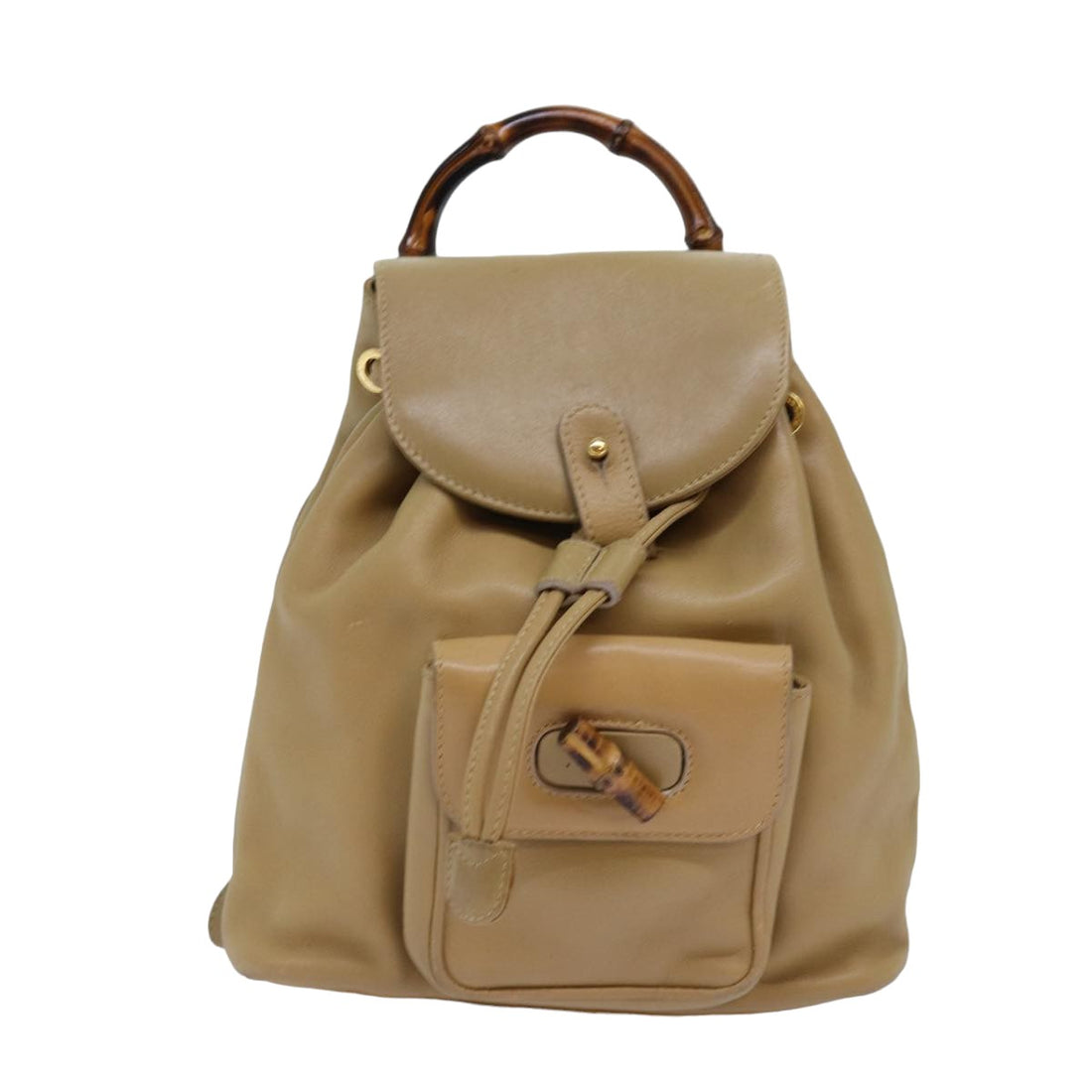 Gucci Bamboo Beige Leather Backpack Bag