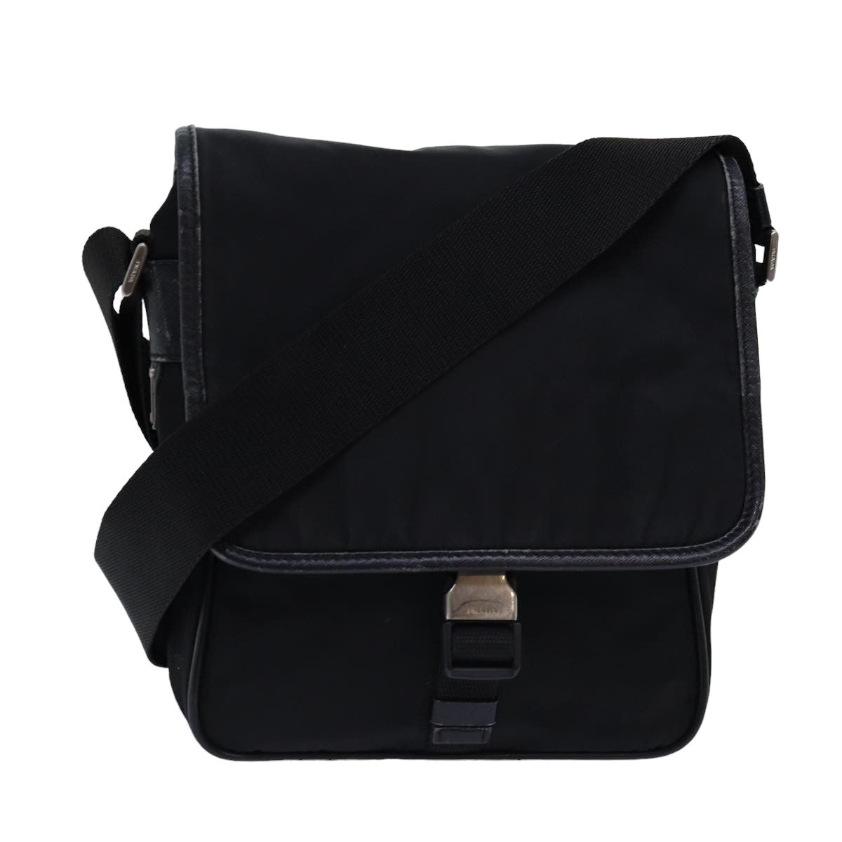 Prada Tessuto Black Tin Shoulder Bag