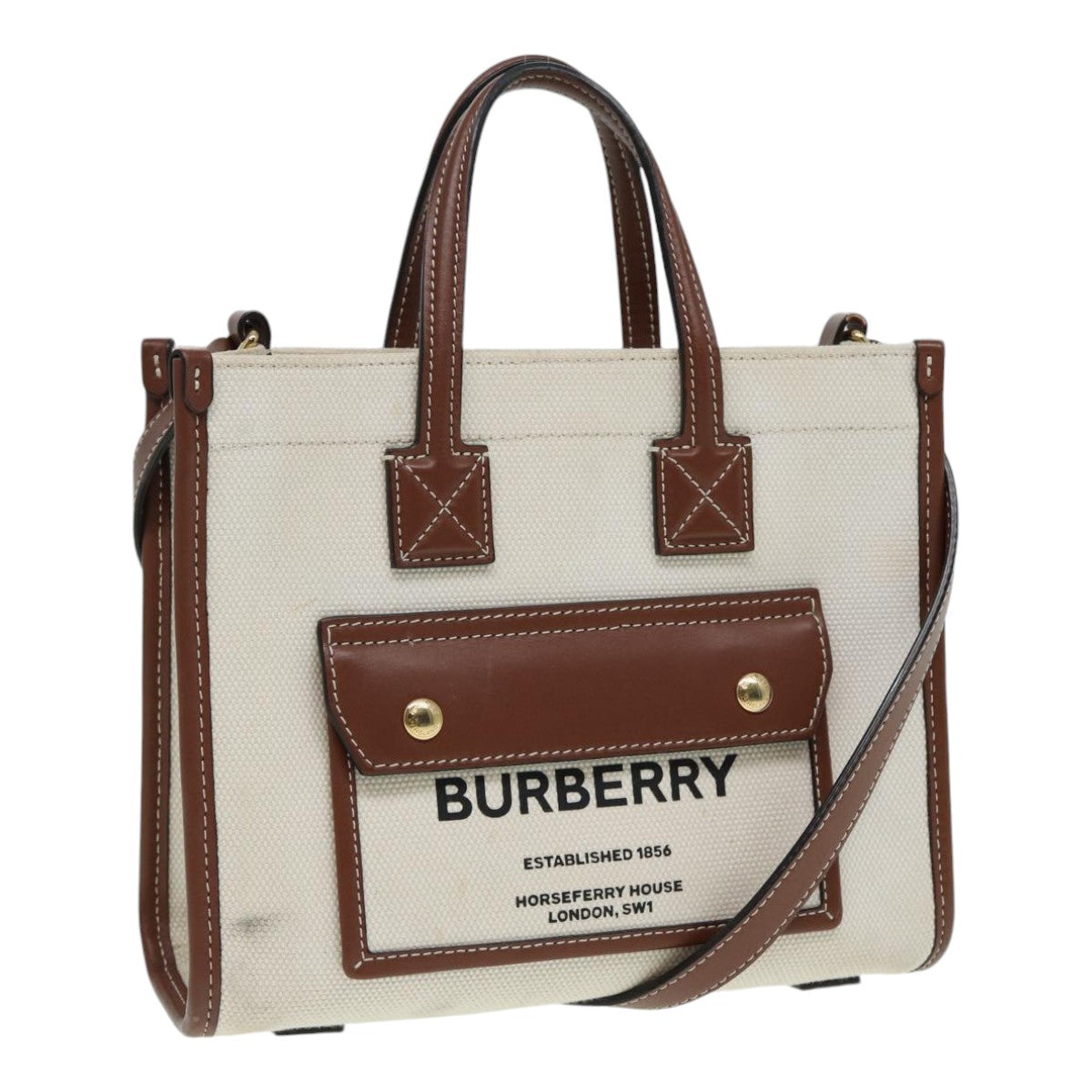 Burberry Horseferry Beige Canvas Handbag 