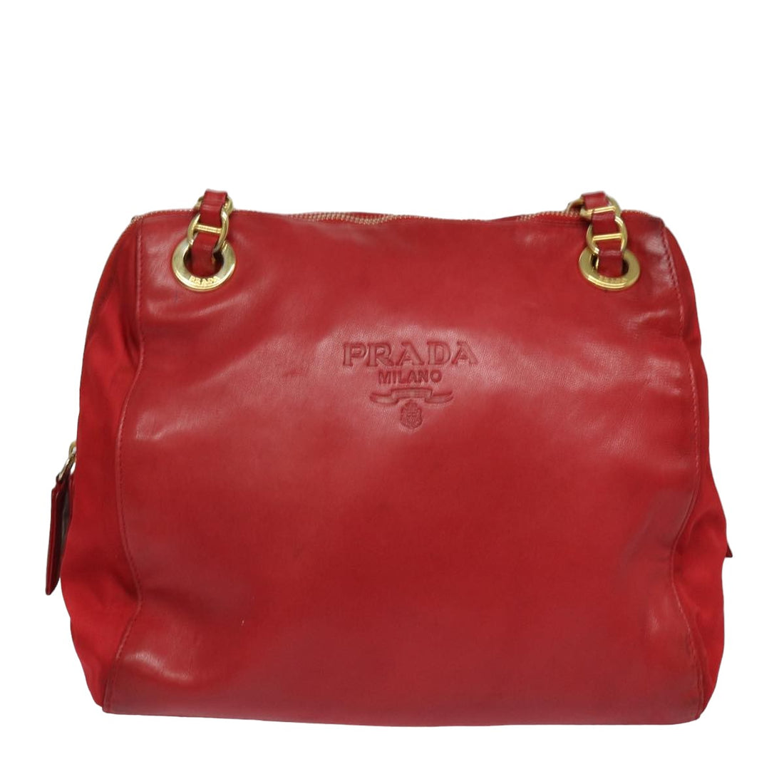 Prada Daino Red Leather Shoulder Bag