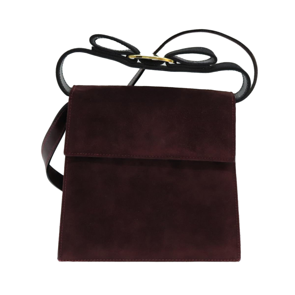 Salvatore Ferragamo Vara Burgundy Suede Handbag 