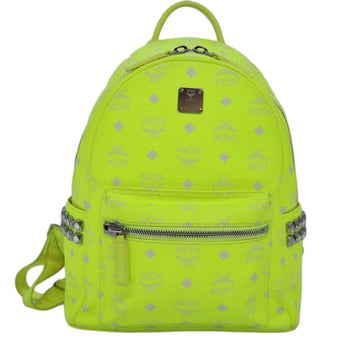 MCM Stark Visetos Yellow Canvas Backpack Bag