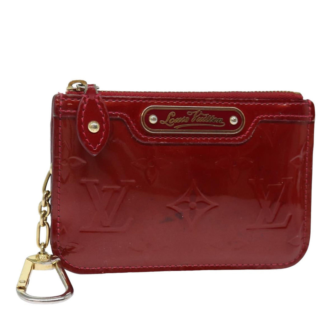 Louis Vuitton Pochette Clés Red Patent Leather Wallet 