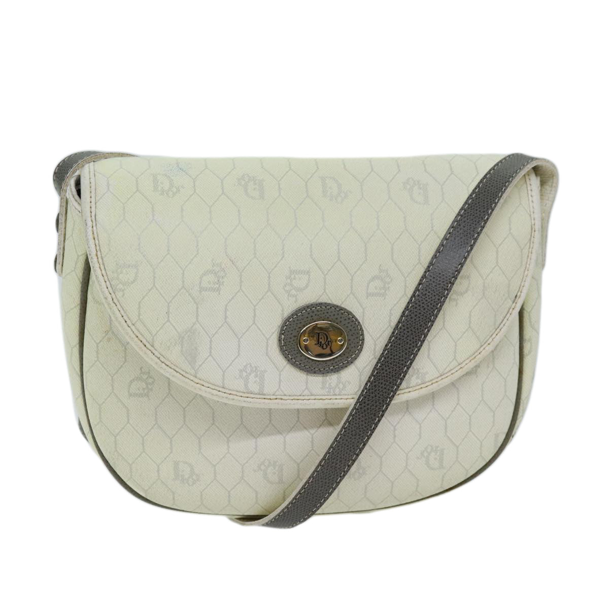 Dior Honeycomb White Canvas Shoulder Bag