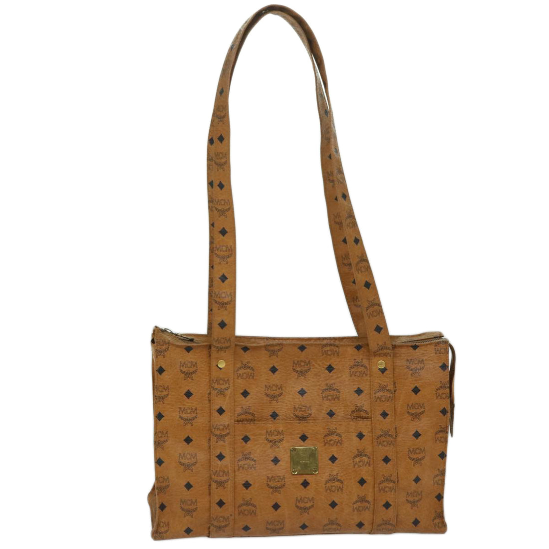 MCM Visetos Brown Canvas Tote Bag