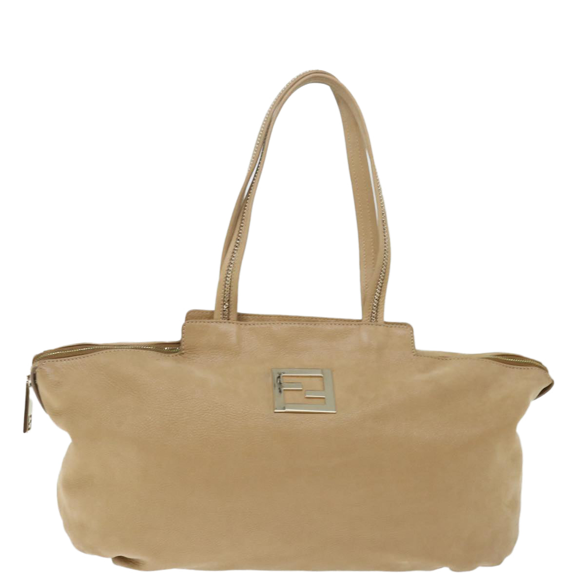 Fendi FF Beige Leather Shoulder Bag