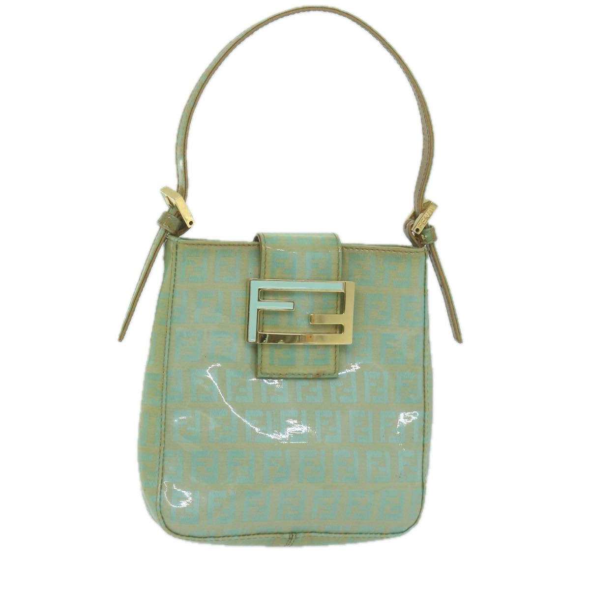 Fendi Zucchino Blue Canvas Handbag 