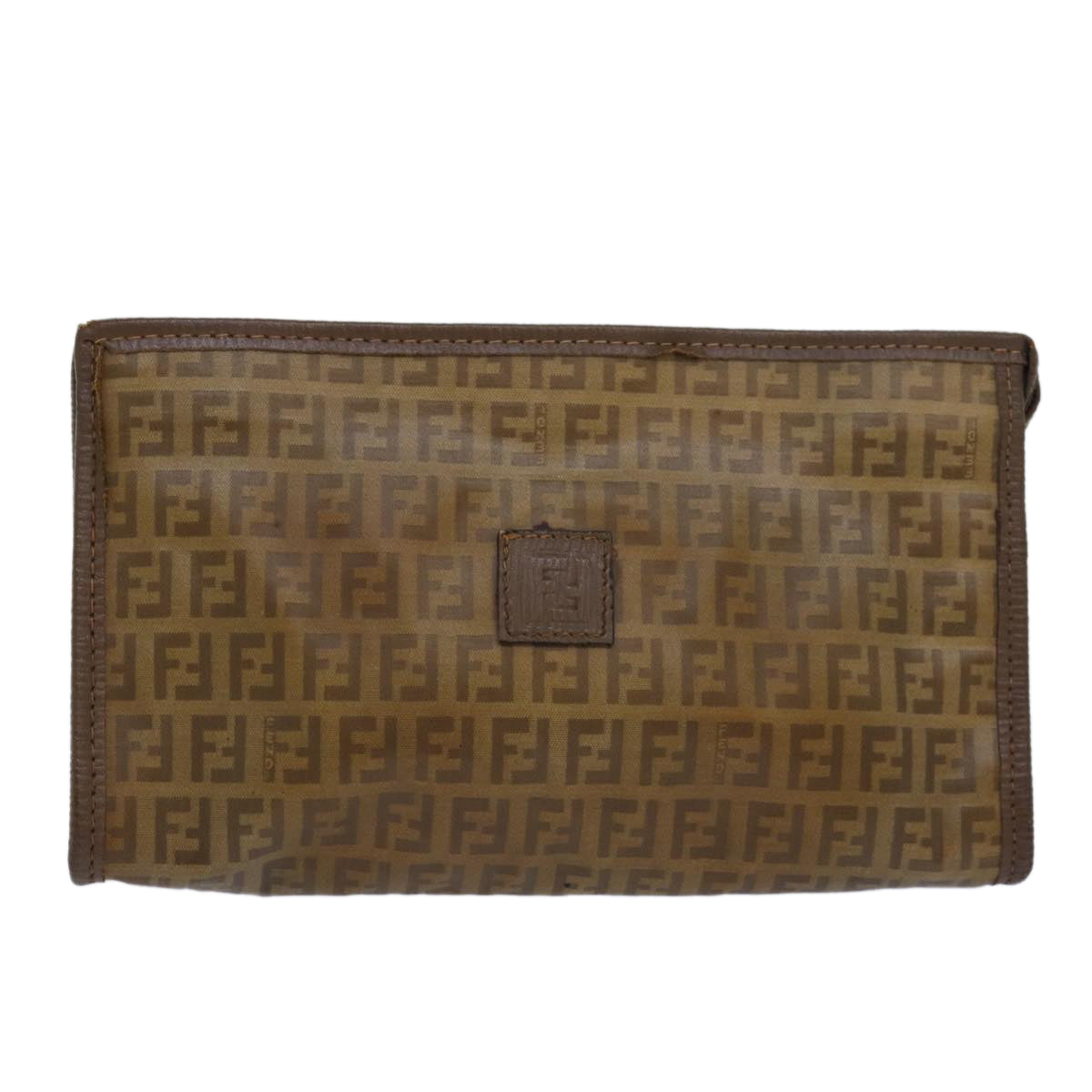 Fendi Zucca Beige Canvas Clutch Bag