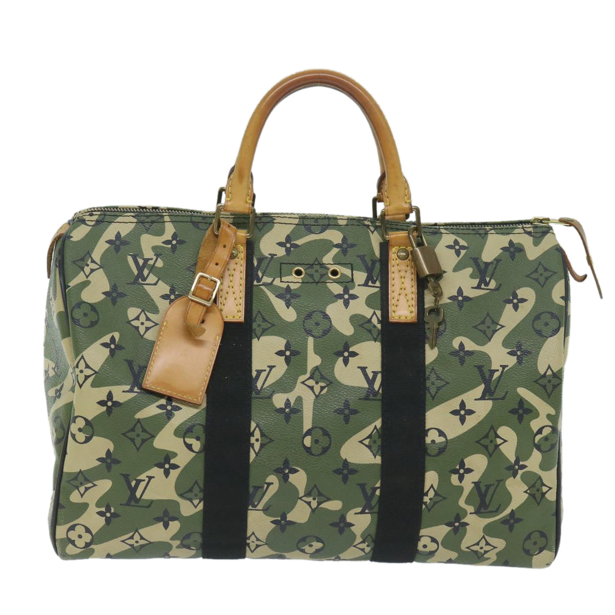 Louis Vuitton Speedy 35 Green Canvas Handbag 